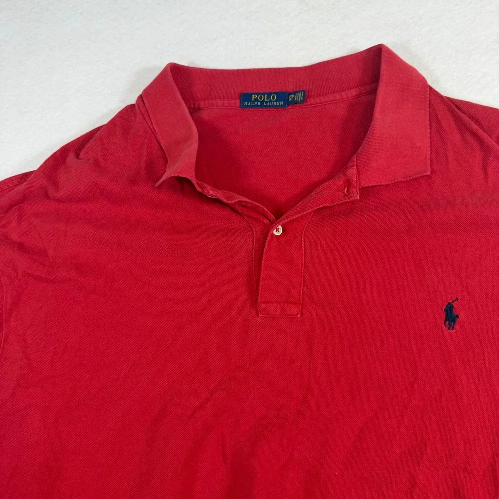 Polo Ralph Lauren Mens Red Short Sleeve Pique Polo Shirt Big & Tall 5XB Logo